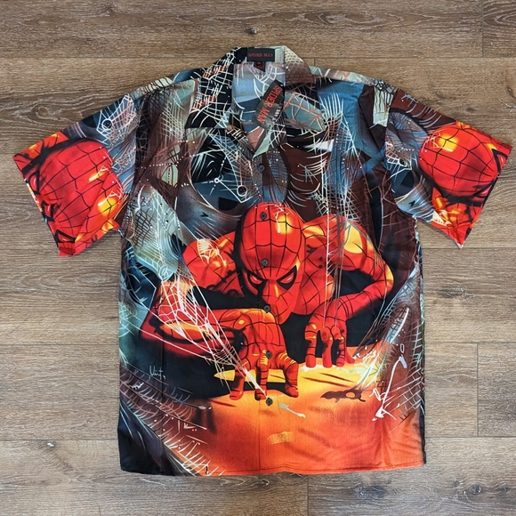 NWT Vintage MARVEL Spider-Man button up shirt - SIZE M - Picture 1 of 5